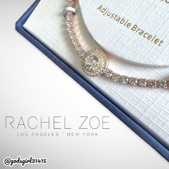 Rachel Zoe Jewelry - New Rachel Zoe Sterling Silver Rose Gold Plated CZ Adjustable Slider Bracelet $1